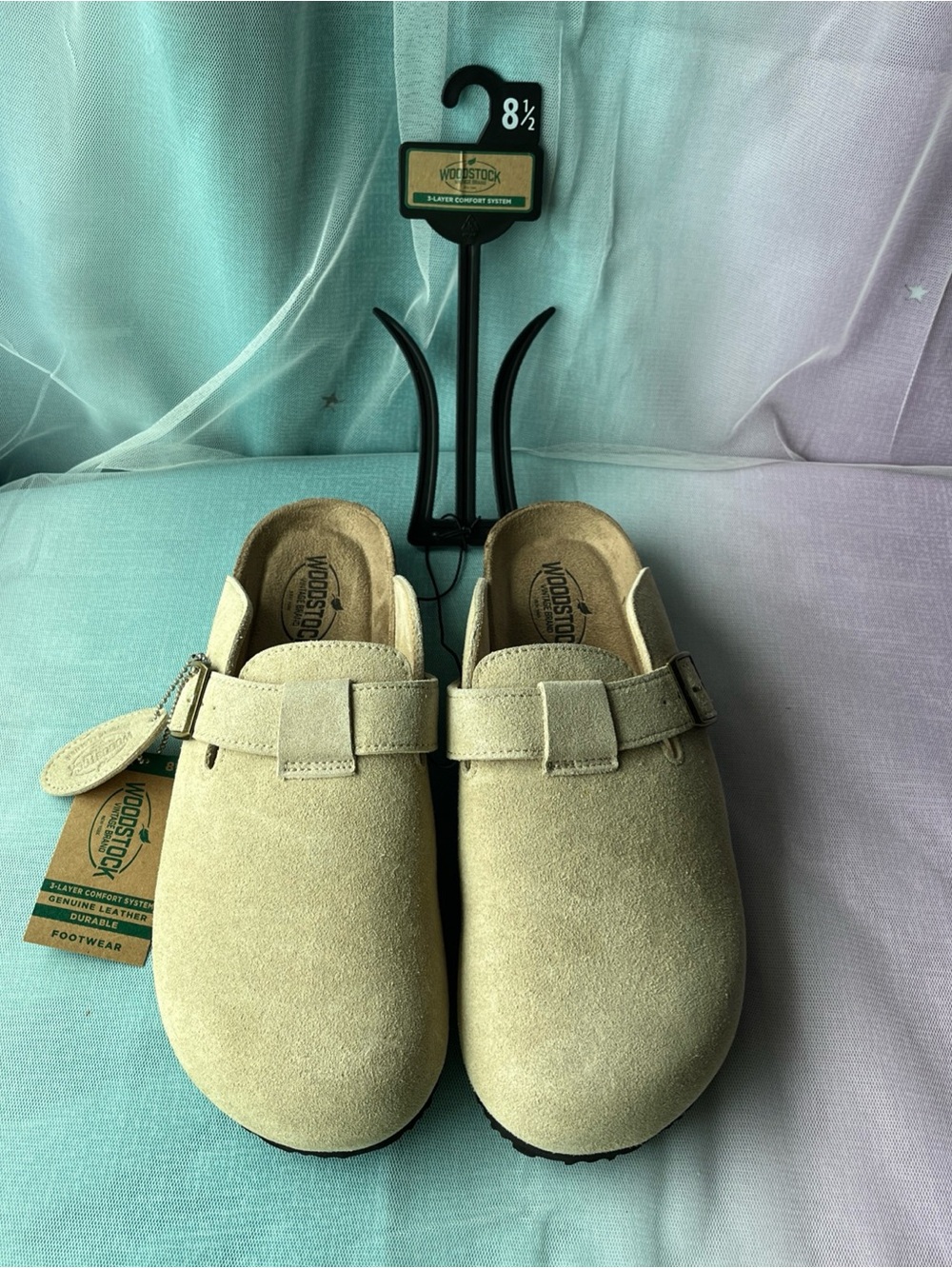 Woodstock Woman’s Leather Clog Gray Size 8 1/2 NWT Suede Slip On Mules Shoes